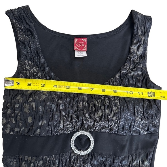 Vintage Babydoll Tank Y2K Black Tan Medium Dark Romantic Whimsigoth EUC Made USA - Picture 5 of 7